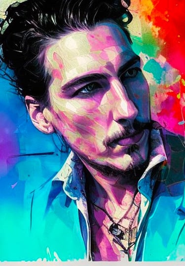 a man with a mustache and a mustache on his face