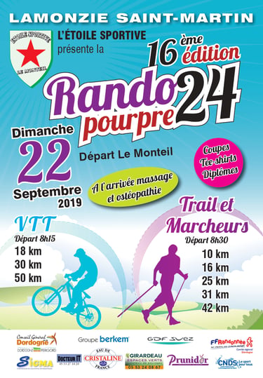 Affiche rando pourpre 24 l'étoile sportive Lamonzie Saint MArtin