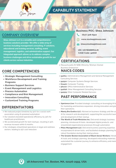 A capability statement for government contracting