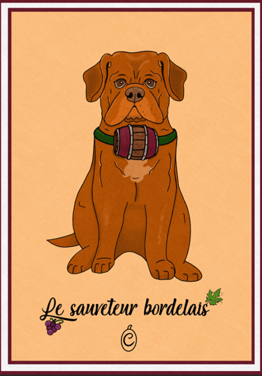 affiche personalisé chien dogue de bordeaux vigne