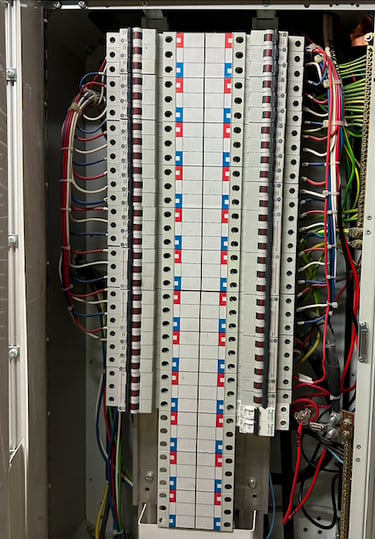 Electrician attending emergency callout job Commercial switchboard