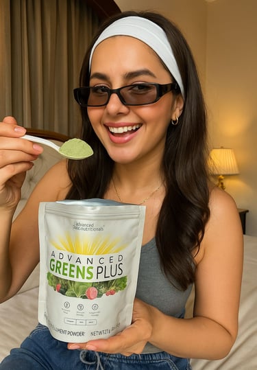 Influencer promoting advance green plus