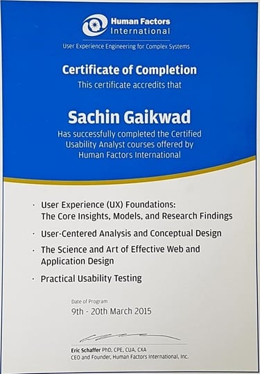 Training Completion Certificate in Certified Usability Analyst