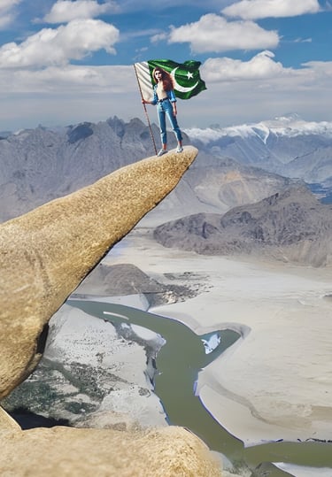 Panoramic view of skardu valley along with marsur rock Pakistan 