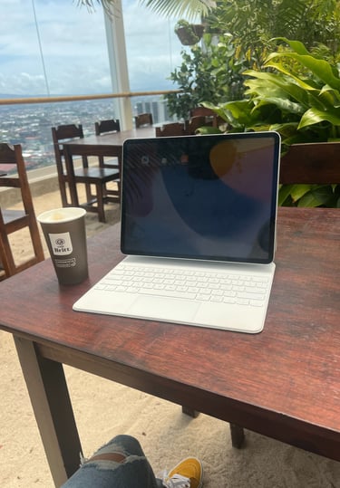 Working as a Digital Nomad on rooftop in Costa Rica.