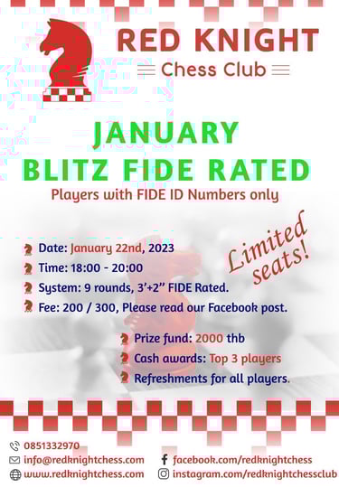 Red Knight Chess Club, Bangkok Thailand. FIDE Rated Rapid