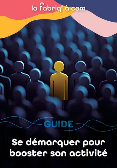 Bonhomme jaune parmi plein de bonhommes bleus titre Se démarquer pour booster son activité