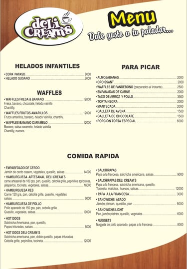 Menú cDelicream’s Coffee