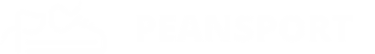 Peansport logo featuring a minimalist white line art sneaker icon on a black background.