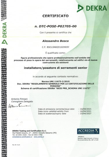Certificato posatore EQF3
