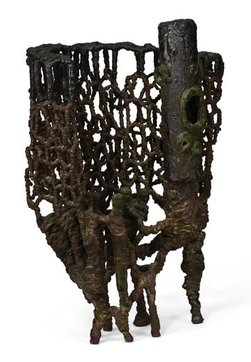 Metal sculpture titled Shaman, 1966, by Ibram Lassaw. Sculpture shown before cleaning.