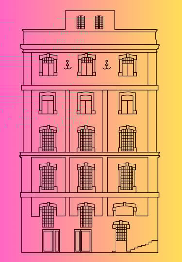Das stilisierte Bild der Häuserfassade des LOT
