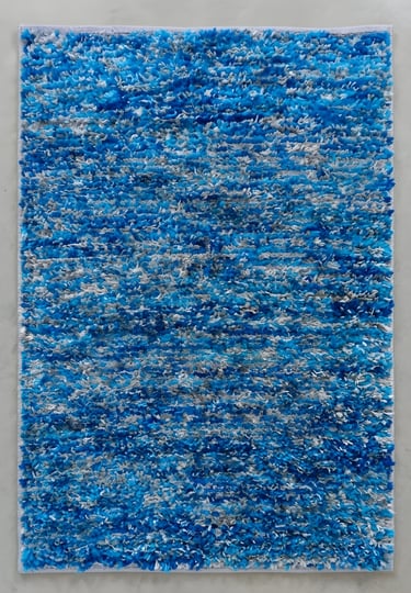 BLUE OCEAN Shreempex Rugs - Modern abstract coastal ocean wave heavy shaggy hand-tufted rug