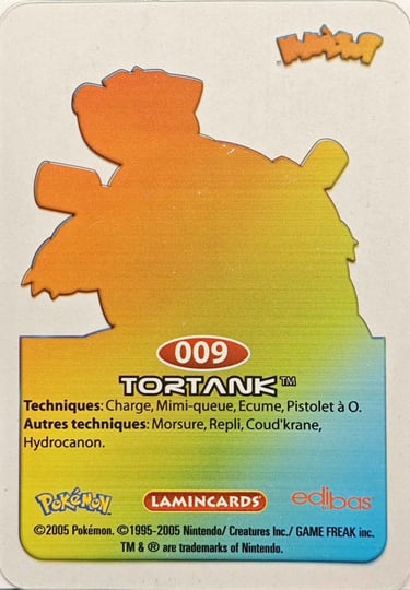 9 Tortank Lamincards Pokémon série 1 back