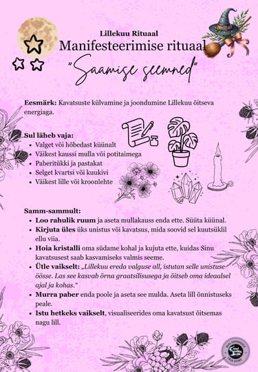 Lillekuu Manifesteerimise Rituaal Soul Sisters Tarot