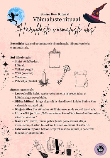 Sinise Kuu Võimaluste Rituaal Soul Sisters Tarot