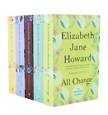 Box set of “The Cazalet Chronicles” by Elizabeth Jane Howard, with floral pastel spines.