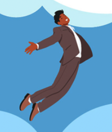 a cartoon person flying