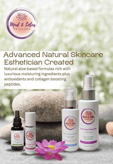 skincare products with a lotus and rocks