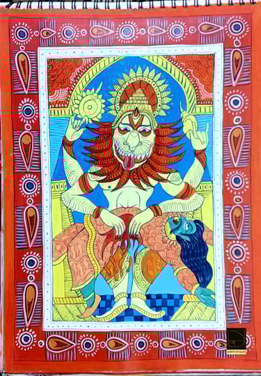 pattacjtra art of hindu god narsimha and demon hiranyakashipu