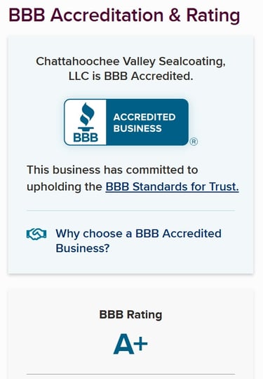 BBB Accredited with an A+ Rating - Auburn, AL Sealcoating Service