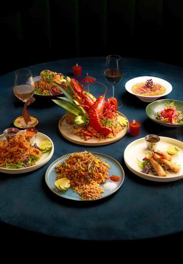 Social media agency Toronto capturing a luxury Thai food spread for restaurant marketing.