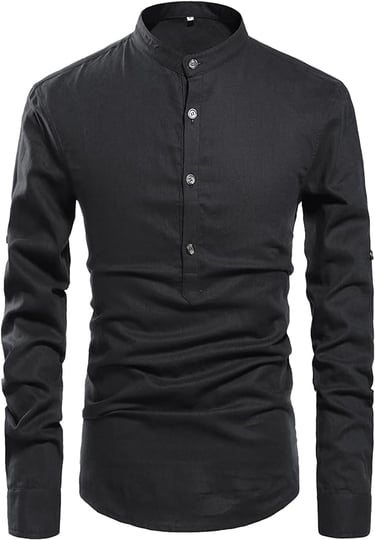 Goth Guy's Shirt: Henley Neck Long Sleeve