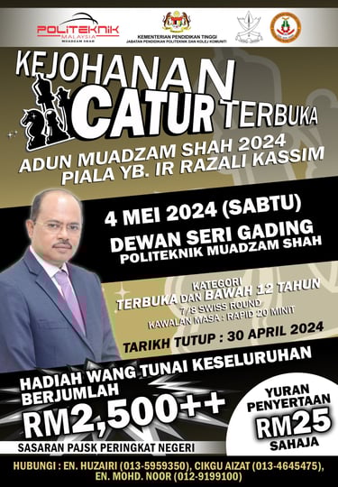 Kejohanan Catur Terbuka ADUN Muadzam Shah 2024: Piala YB Ir Razali Kassim. Catur Malaysia Chess