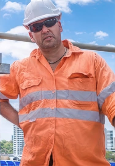 Justin Geange in high vis