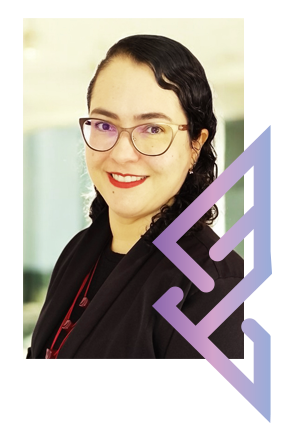 Professional headshot of a smiling woman wearing glasses and a black blazer against a light background.