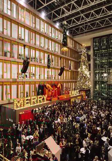 Vue d'ensemble d'un corporate event à Luxembourg pour une Christmas Party.