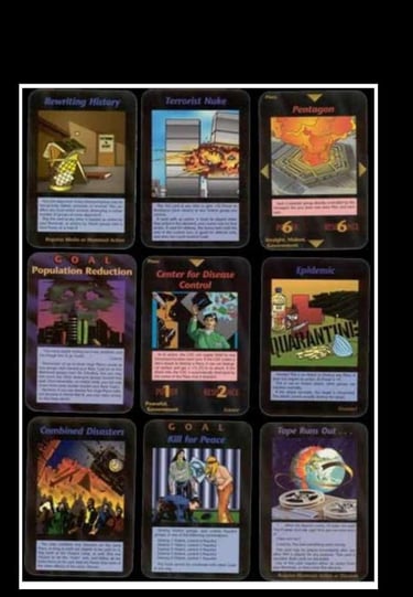 Algumas cartas que inclui as Torres Gêmeas, Pentágono, Pandemia Covid-19 entre outras