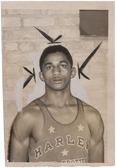 1950 Press Photo Chicago Times Edited Marques Haynes Harlem Globetrotters Basketball