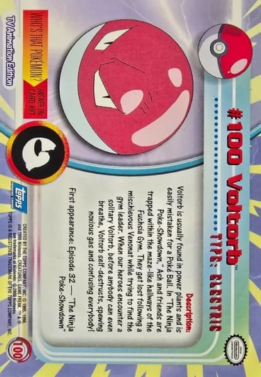 100 Voltorb Topps Pokémon series 2 US back