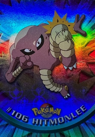 106 Hitmonlee Topps Pokémon series 2 US rainbow foil