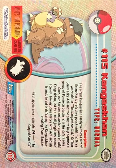 115 Kangaskhan Topps Pokémon series 2 US back