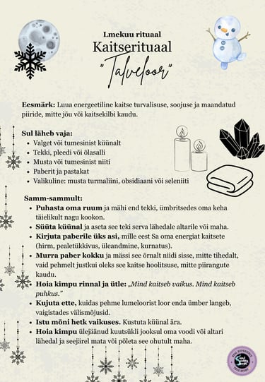 Lumekuu rituaal Kaitserituaal Soul Sisters Tarot