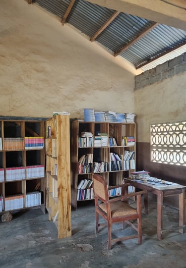 Les livres dans les bibliothèques installées par l'association France Nord-Bénin