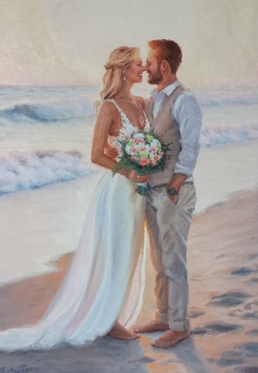 destination wedding painting Winston-Salem on a North Carolina beach, NC Triad wedding