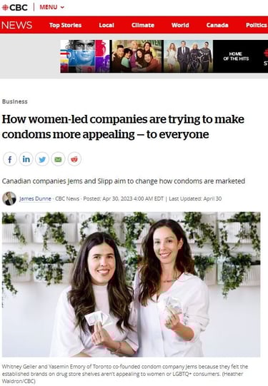 Canadian companies Jems and Slipp aim to change how condoms are marketed. Heather Waldron, CBC