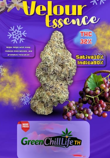 Strawberry Skunk cannabis flower with fruity aromatic notes, shown for legal access in Thailand.