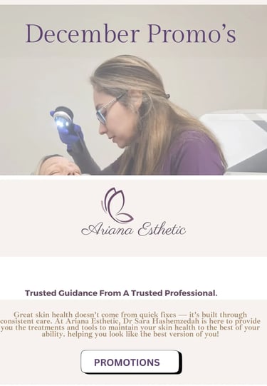 December skincare and laser treatment promotions at Ariana Esthetic Edmonton