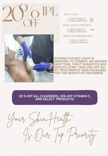 December skincare and laser treatment promotions at Ariana Esthetic Edmonton