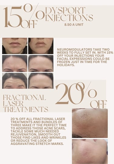 December skincare and laser treatment promotions at Ariana Esthetic Edmonton