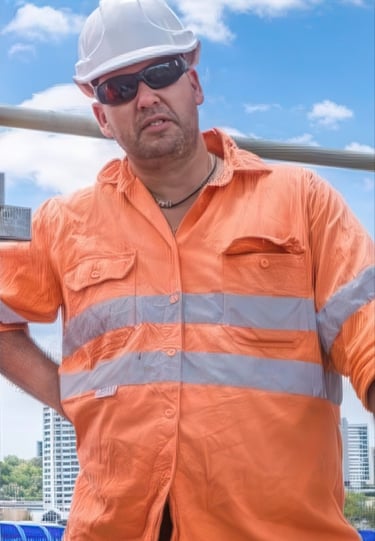 Justin Geange in high vis