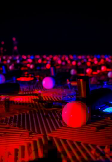 red and blue drones