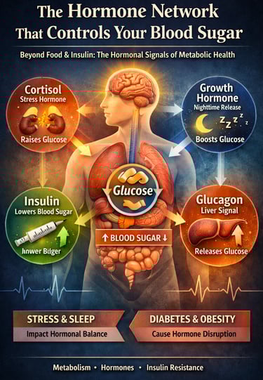 Cortisol, Growth Hormone, Glucagon, and Insulin: The Hormonal Network Regulating Blood Sugar