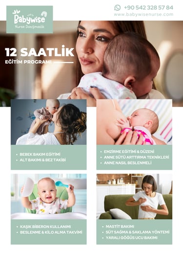 Evde yenidoğan hemşiresi bebek bakımı yaparken
