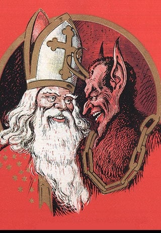 devil and priest laughing