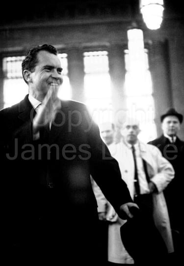 Richard M. Nixon at 30th Street Station in Philadelphia in 1964 by James Drake